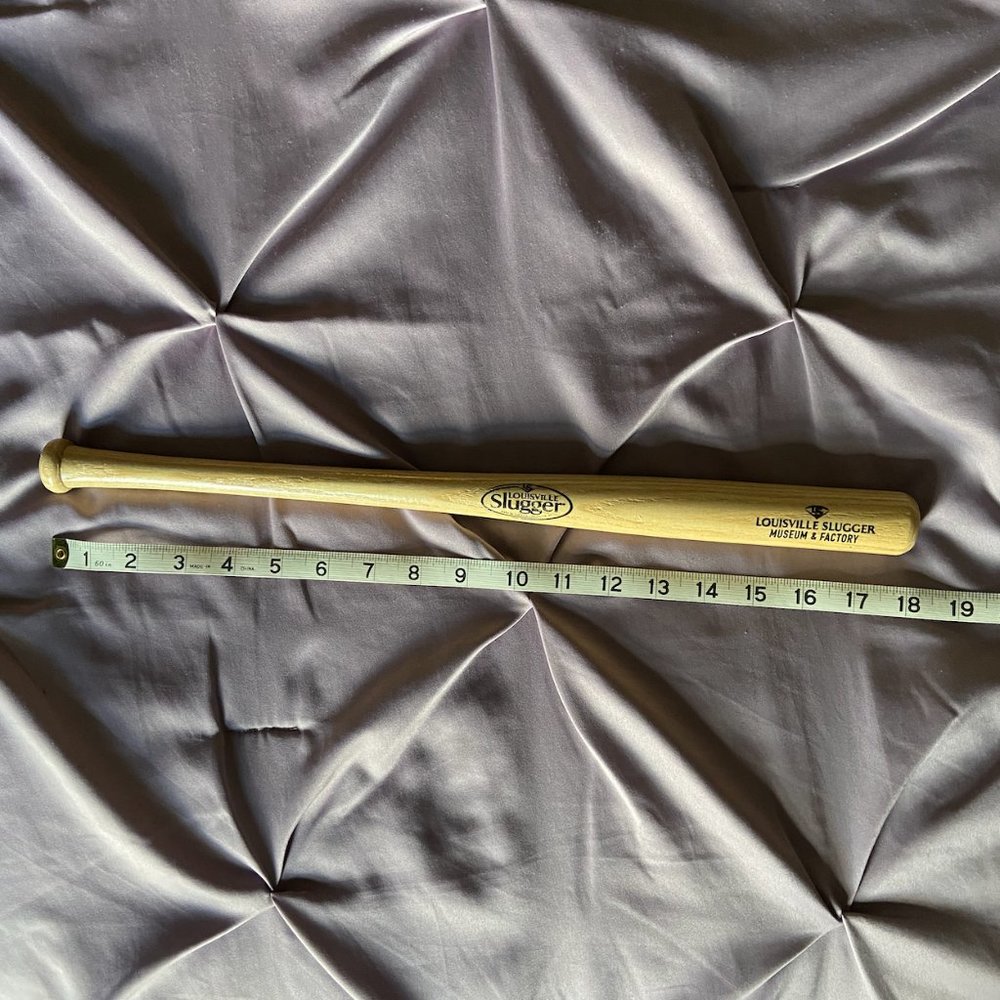 Louisville Slugger mini bat from factory tour